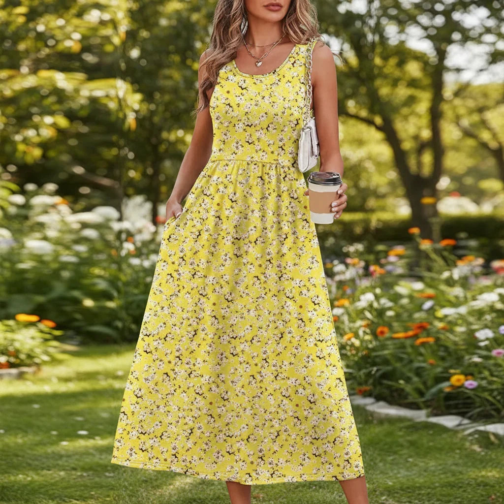 Damen Ärmelloses Boho Maxikleid mit Print - Image 10
