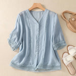 Kenna - Dame relaxed fit bluse med V-udskæring