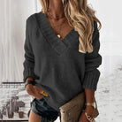 Damen Oversize Strickpullover V-Ausschnitt - Image 3