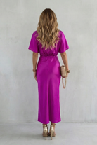 Damen Satin Midikleid Knotendetail elegant - Image 4