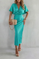 Damen Satin Midikleid Knotendetail elegant - Image 7