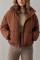 Damen Cropped Pufferjacke kurz gesteppt Oversized