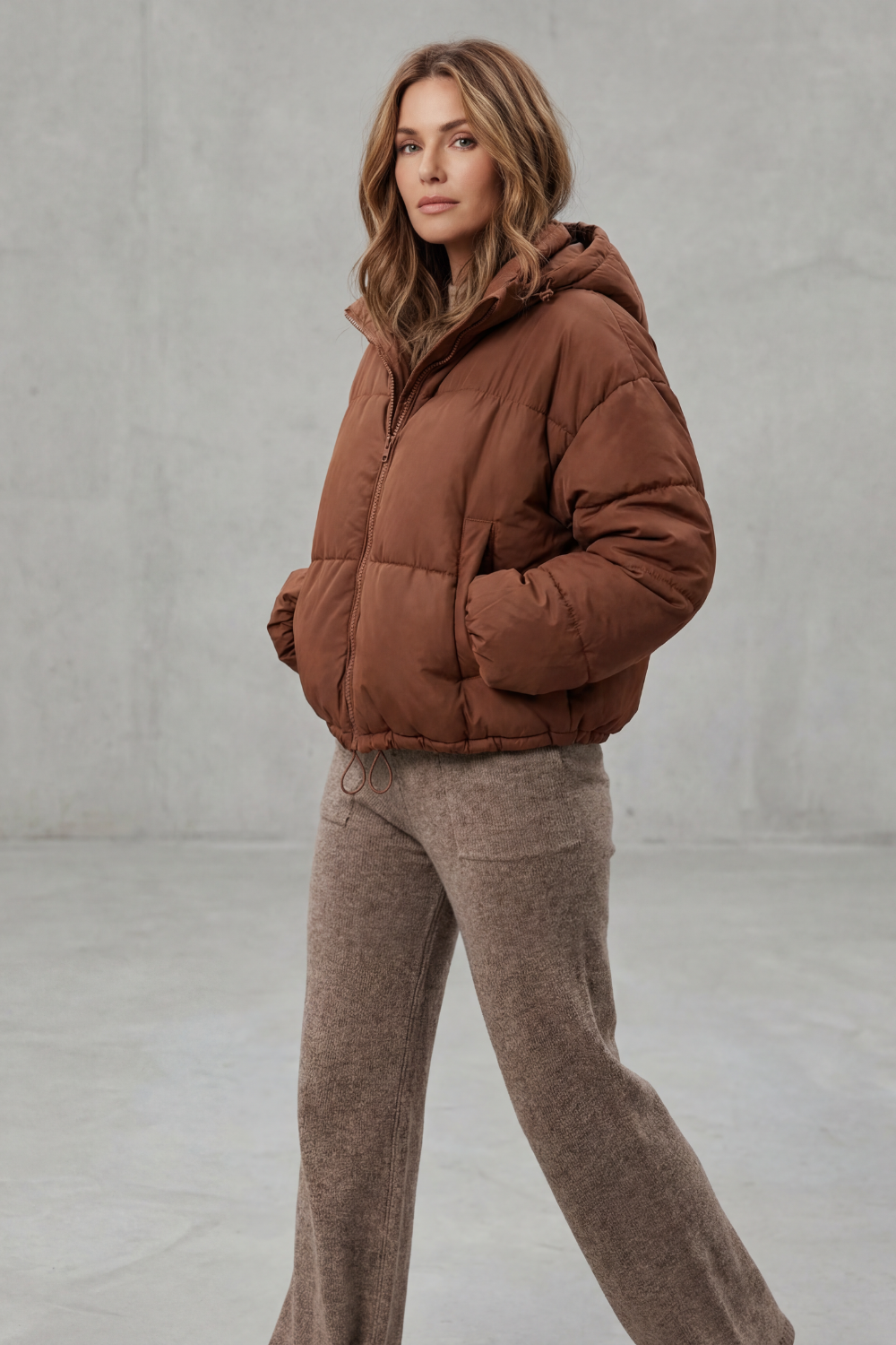 Damen Cropped Pufferjacke kurz gesteppt Oversized - Image 3