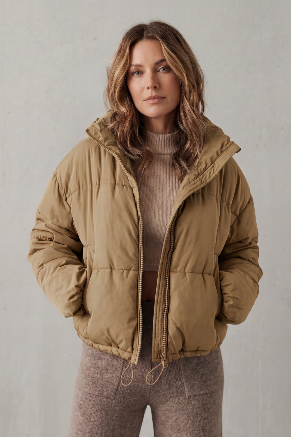 Damen Cropped Pufferjacke kurz gesteppt Oversized - Image 5