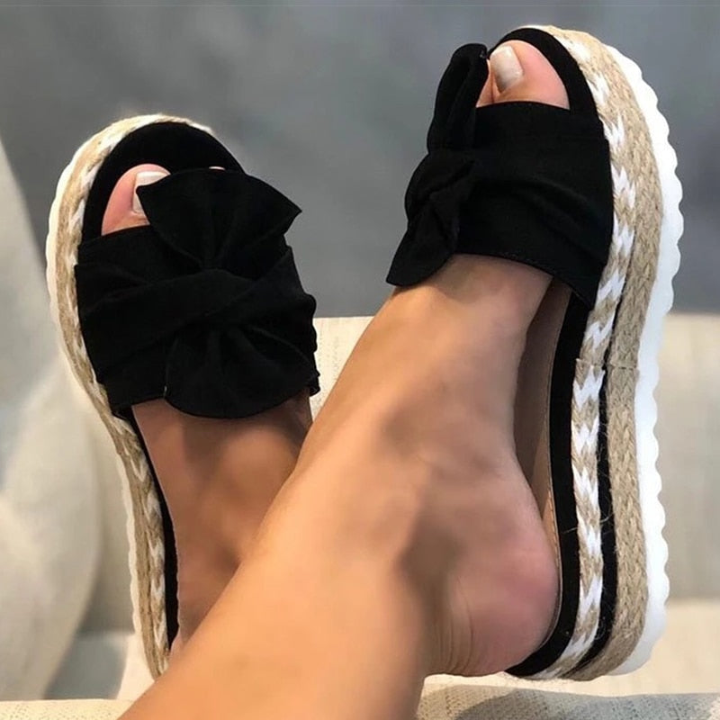 Damen Flache Sandalen Schleife Elegant - Image 4