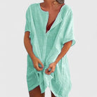 Damen Tunika Midikleid Locker V-Ausschnitt Sommer - Image 6