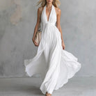 Damen Fließendes Neckholder Maxikleid V-Ausschnitt - Image 2