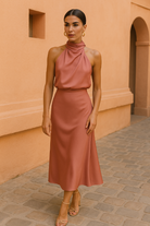 Damen Satin Abendkleid Rückenausschnitt - Image 6