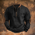 Herren Strickpullover Viertelreißverschluss Zopfmuster Troyer - Image 2