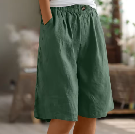 Damen Leinen Bermuda Shorts Knielang Relaxed Fit - Image 9