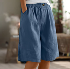 Damen Leinen Bermuda Shorts Knielang Relaxed Fit - Image 4