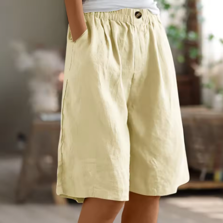 Damen Leinen Bermuda Shorts Knielang Relaxed Fit - Image 3