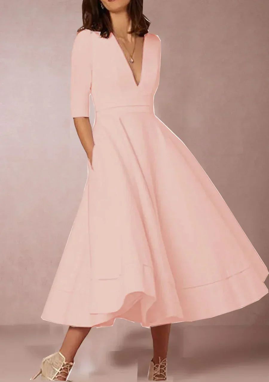 Damen Midikleid V-Ausschnitt - Image 3