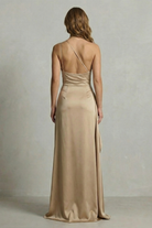 Satin Maxikleid One Shoulder mit Schlitz - Image 8