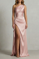 Satin Maxikleid One Shoulder mit Schlitz - Image 11