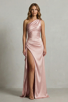 Satin Maxikleid One Shoulder mit Schlitz - Image 12