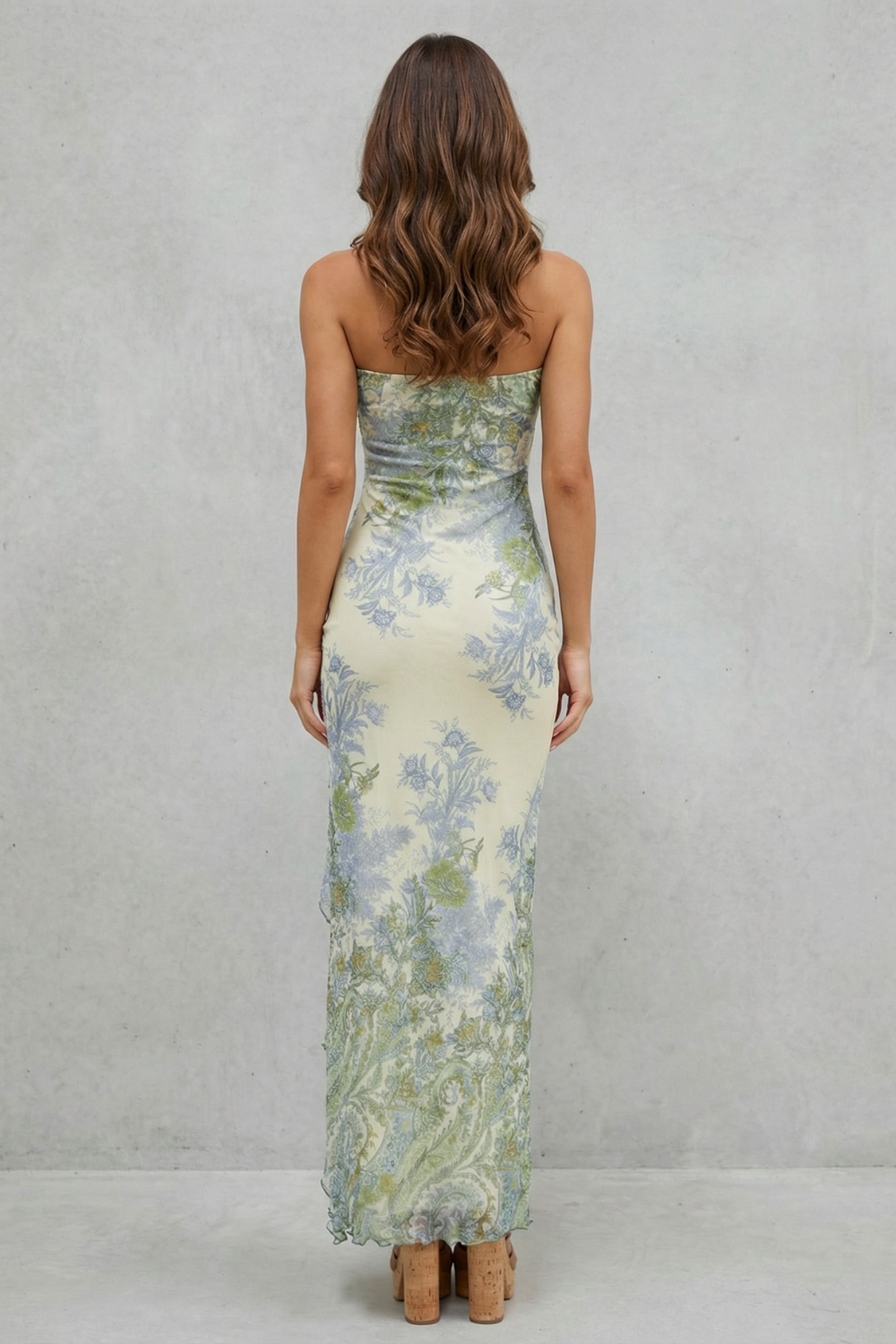 Trägerloses Spitzen Maxikleid Schlitz Hochzeitsgast - Image 4
