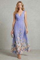 Florales Chiffon Maxikleid V-Ausschnitt Pastellfarben - Image 10