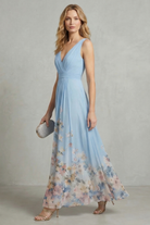 Florales Chiffon Maxikleid V-Ausschnitt Pastellfarben - Image 3