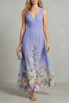 Florales Chiffon Maxikleid V-Ausschnitt Pastellfarben - Image 9