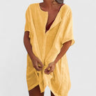 Damen Tunika Midikleid Locker V-Ausschnitt Sommer - Image 7