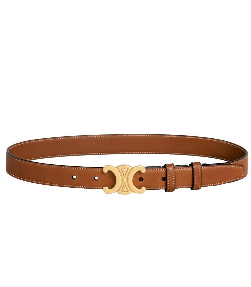 Damen Ledergürtel Schwarz Goldene Schnalle Schmal - Image 6