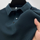Herren Kurzarm Poloshirt Gerippte Struktur Knopfleiste - Image 2