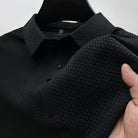 Herren Kurzarm Poloshirt Gerippte Struktur Knopfleiste - Image 3