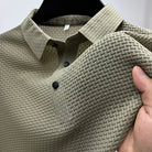 Herren Kurzarm Poloshirt Gerippte Struktur Knopfleiste - Image 4