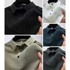 Herren Kurzarm Poloshirt Gerippte Struktur Knopfleiste - Image 7
