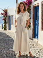 Louise - Maxi Kleid mit Rundhals Kurzarm und Taschen