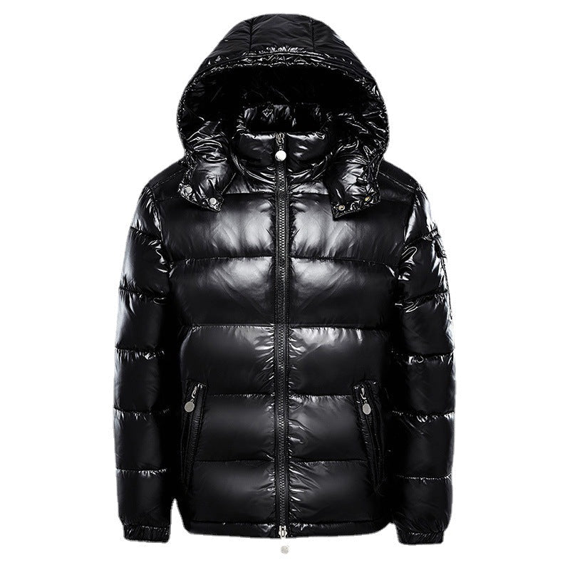 Herren Steppjacke glänzend mit Kapuze Winterjacke
