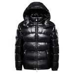 Herren Steppjacke glänzend mit Kapuze Winterjacke