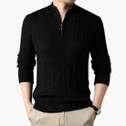 Herren Kabelstrickpullover Half-Zip Stehkragen Zopfmuster - Image 3