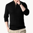 Herren Kabelstrickpullover Half-Zip Stehkragen Zopfmuster - Image 4