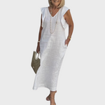 Jasira - Ärmelloses Maxi Kleid mit Taschen