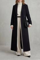 Damen Langer Wollmantel Tailliert