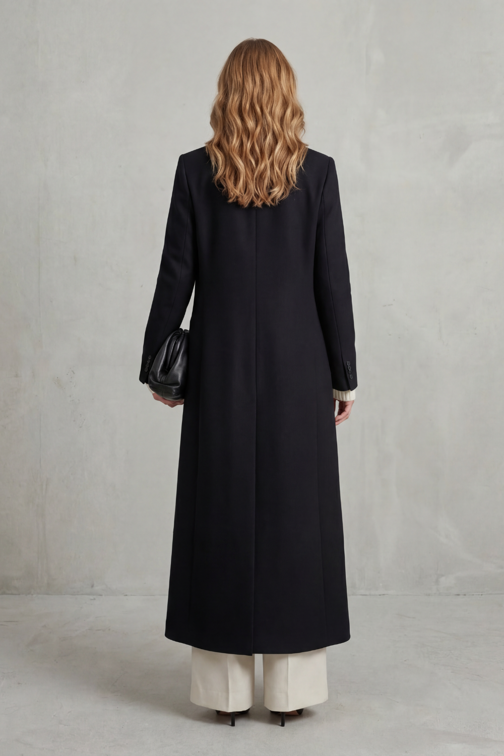 Damen Langer Wollmantel Tailliert - Image 4