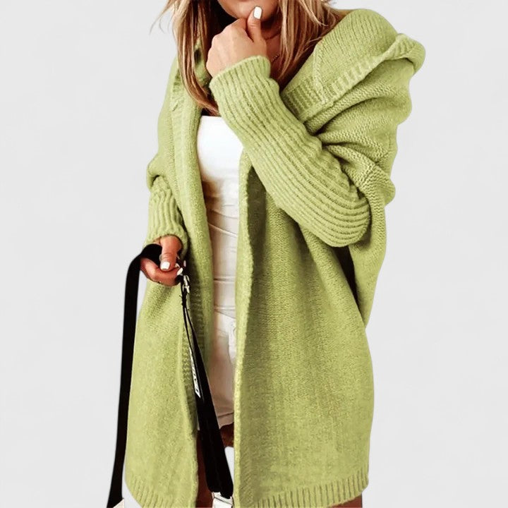 Damen Oversize Grobstrick Strickjacke Kapuze - Image 5