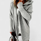 Damen Longcardigan mit Kapuze Oversized Strickjacke - Image 6