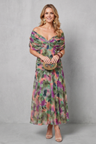Damen Maxikleid geblümt Schulterfrei Fließend - Image 2