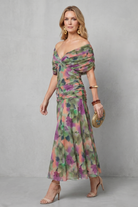 Damen Maxikleid geblümt Schulterfrei Fließend - Image 3