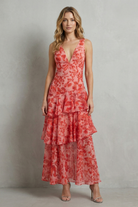 Damen Chiffon Maxikleid Geblümt Gestuft - Image 2