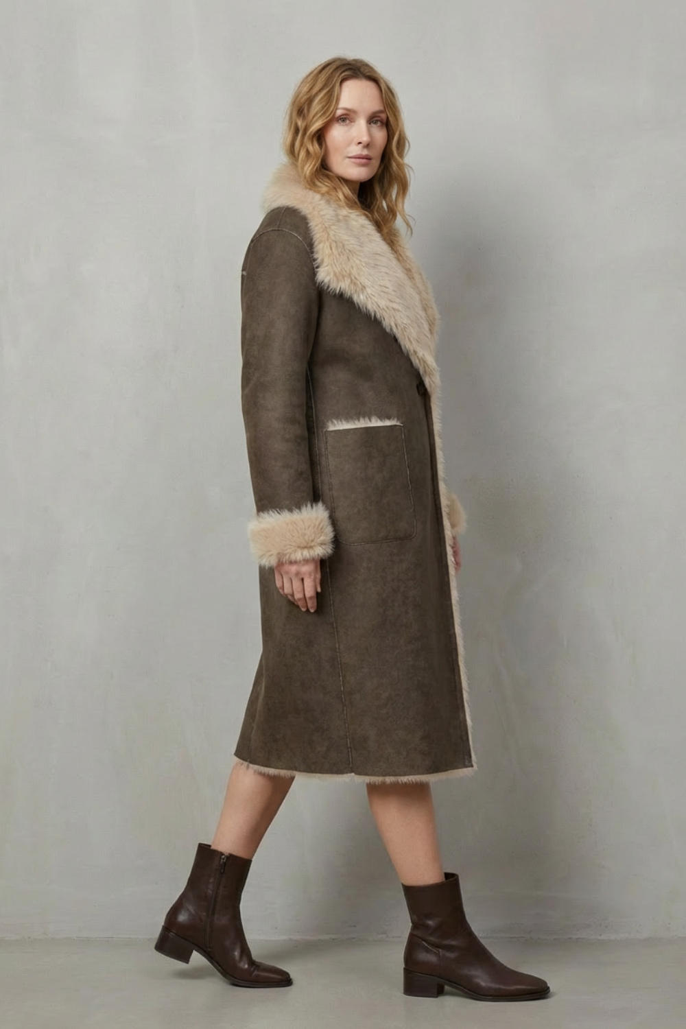 Damen Wendemantel Faux Shearling Oversized - Image 3