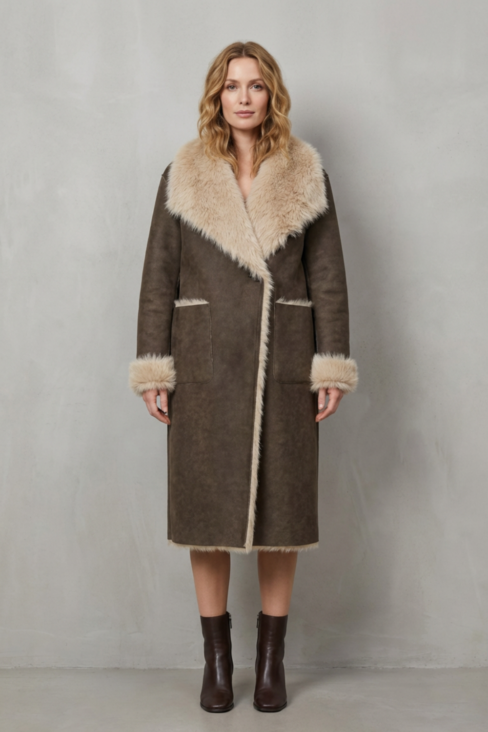 Damen Wendemantel Faux Shearling Oversized - Image 2