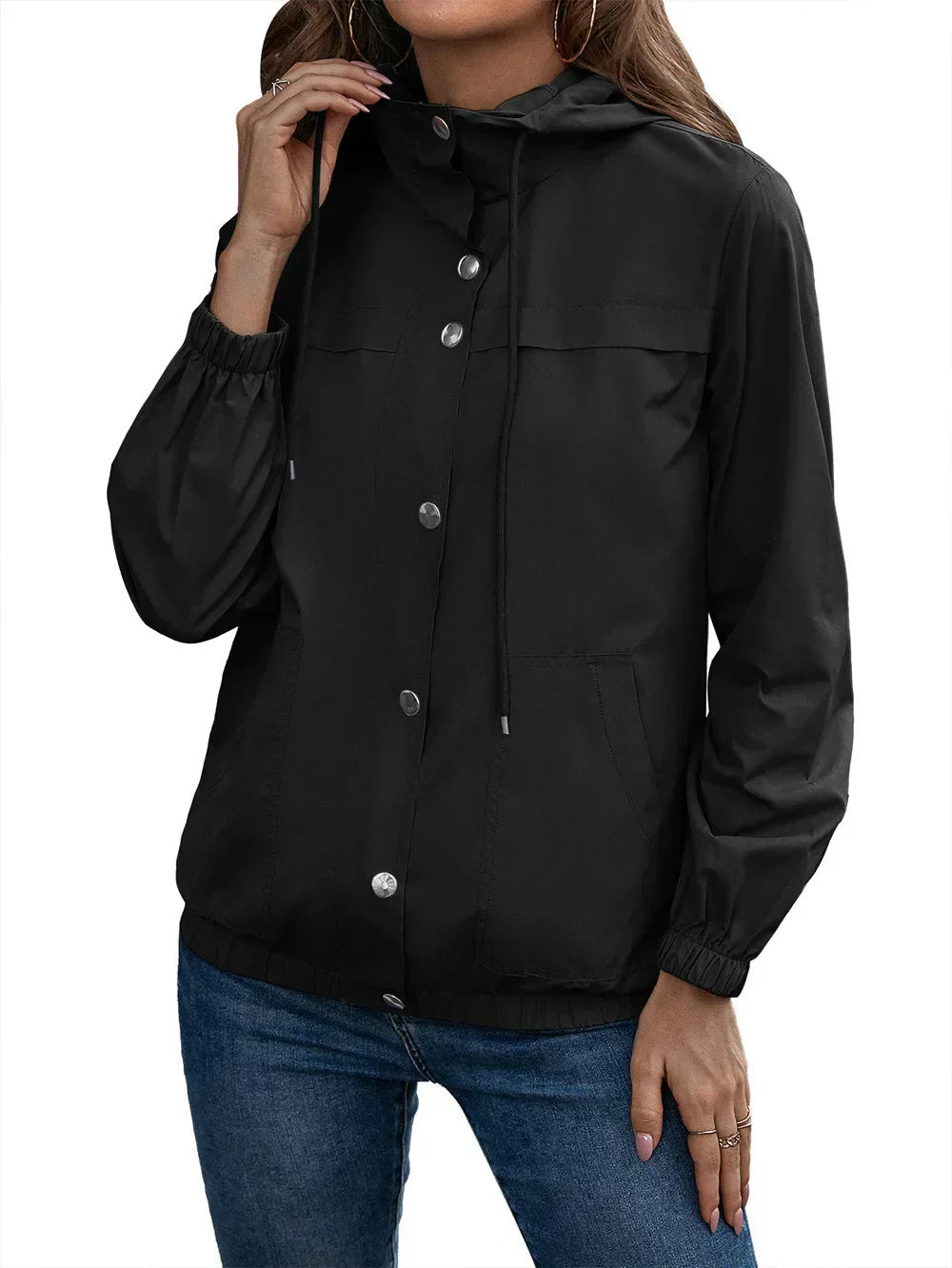 Damen Wasserdichter Trenchcoat Kapuze - Image 8