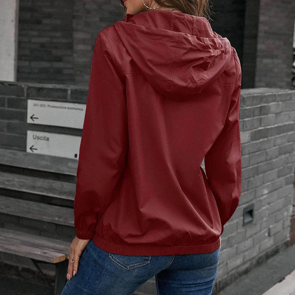 Damen Wasserdichter Trenchcoat Kapuze