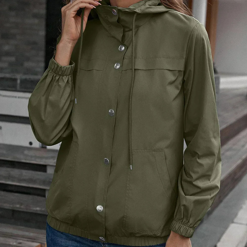 Damen Wasserdichter Trenchcoat Kapuze - Image 2