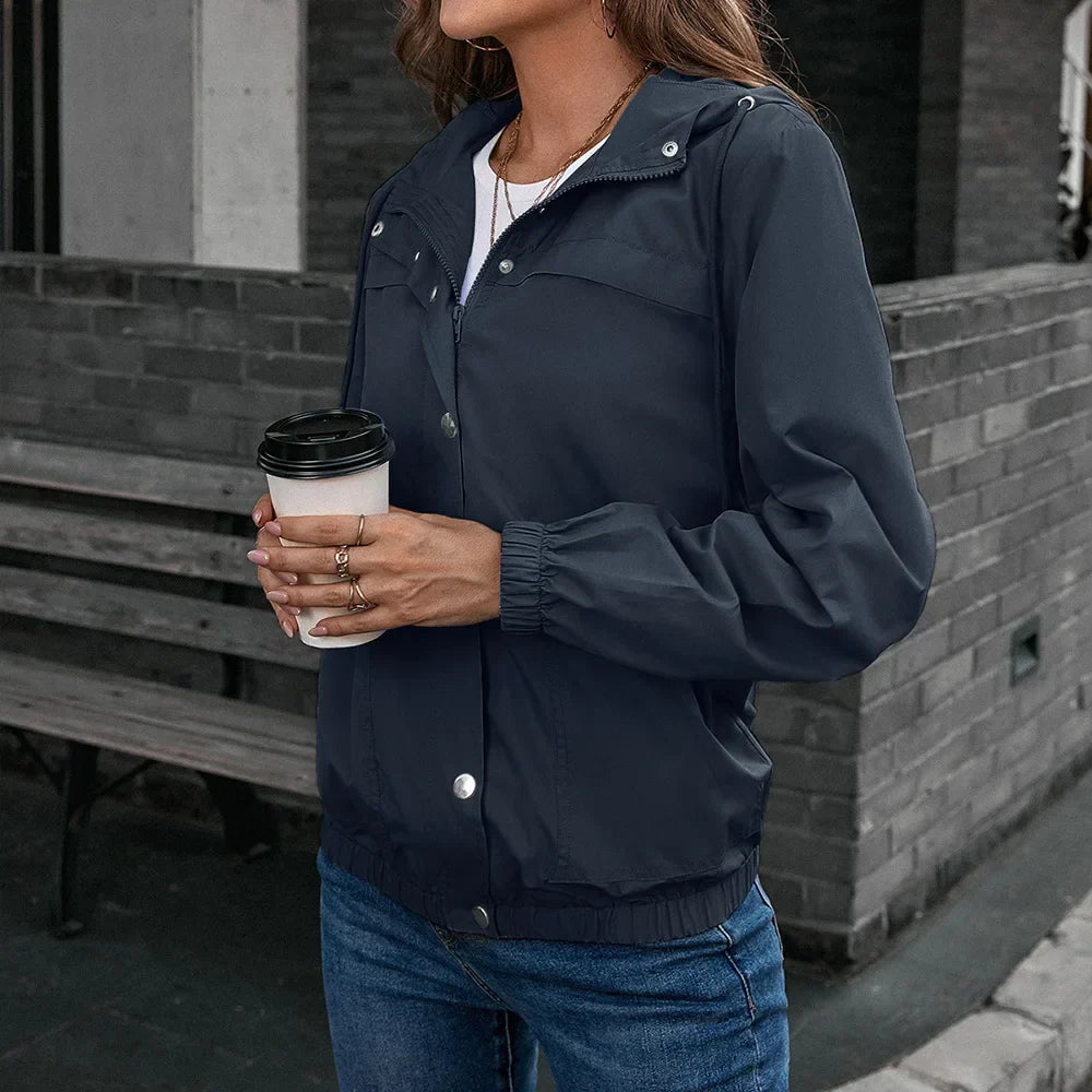 Damen Wasserdichter Trenchcoat Kapuze - Image 4