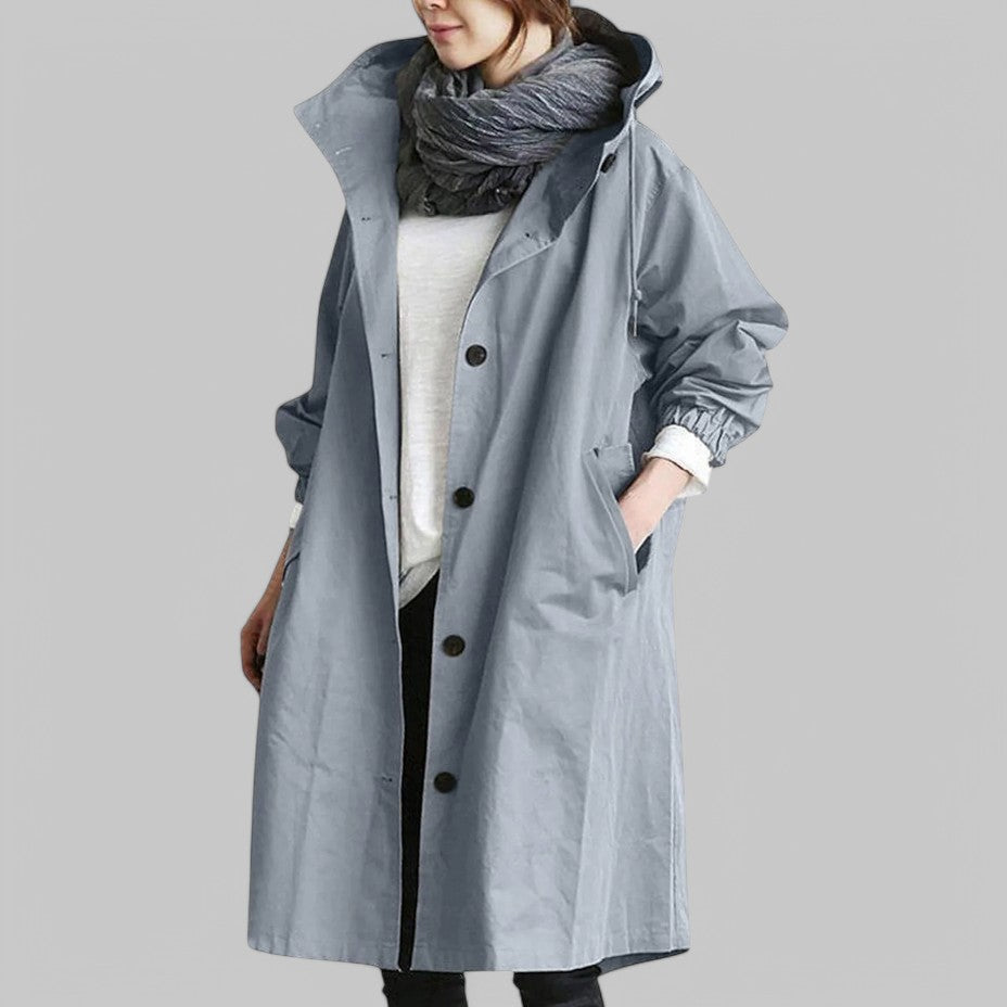 Damen Wasserdichter Trenchcoat Winddicht mit Kapuze - Image 2